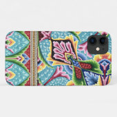 Art nouveau abstract patroonblauw roze textielkuns Case-Mate iPhone case (Achterkant (horizontaal))
