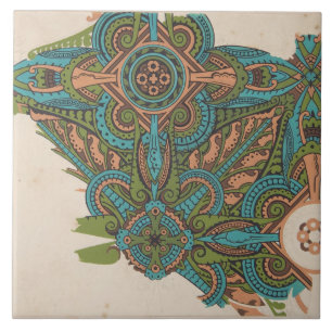 Art nouveau abstracte art christopher dressoir tegeltje