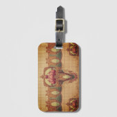 Art nouveau abstracte bloem bordeaux rood groen bagagelabel (Voorkant (verticaal))