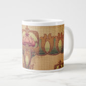 Art nouveau abstracte bloem bordeaux rood groen extra grote beker (Voorkant rechts)