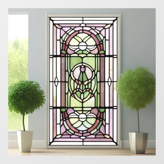 Art Nouveau AI Art Glas in lood raambekleding Raamsticker (Vel)