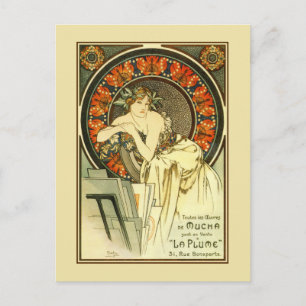 Art Nouveau Alfons Mucha, portefeuille en Briefkaart