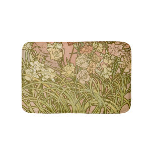 Art Nouveau Alfonse Mucha Bloem anjer bloemen Badmat