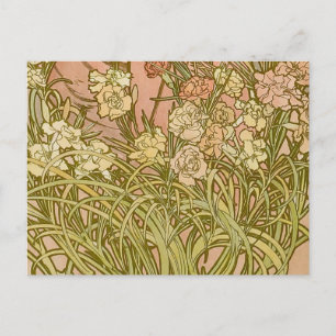 Art Nouveau Alfonse Mucha Bloem anjer bloemen Briefkaart