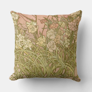 Art Nouveau Alfonse Mucha Bloem anjer bloemen Buitenkussen