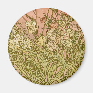 Art Nouveau Alfonse Mucha Bloem anjer bloemen Magneet