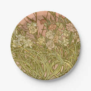 Art Nouveau Alfonse Mucha Bloem anjer bloemen Papieren Bordje