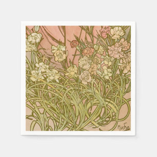 Art Nouveau Alfonse Mucha Bloem anjer bloemen Servet