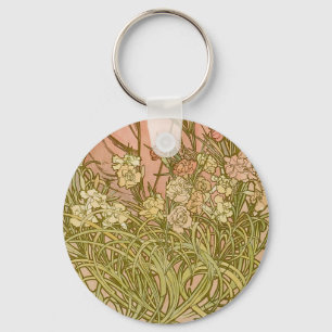 Art Nouveau Alfonse Mucha Bloem anjer bloemen Sleutelhanger