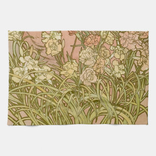 Art Nouveau Alfonse Mucha Bloem anjer bloemen Theedoek
