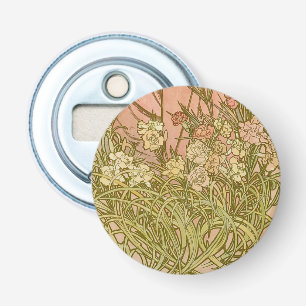 Art Nouveau Alfonse Mucha Bloemanjer bloemen Button Flesopener