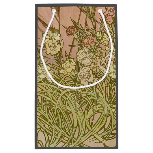 Art Nouveau Alfonse Mucha Bloemanjer bloemen Klein Cadeauzakje (Achterkant)