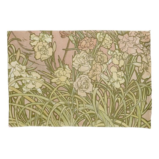 Art Nouveau Alfonse Mucha Bloemanjer bloemen Kussensloop (Voorkant)