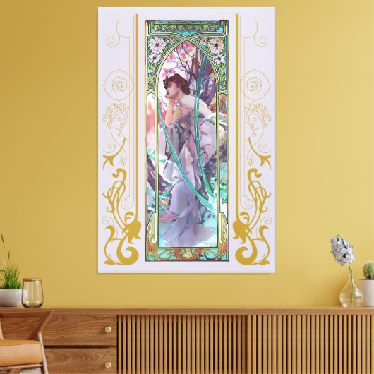 Art Nouveau Alphonse Mucha Avondbeschouwing Canvas Afdruk (Insitu (Woonkamer))