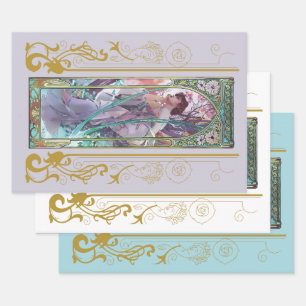 Art Nouveau Alphonse Mucha Avondbeschouwing Inpakpapier Vel