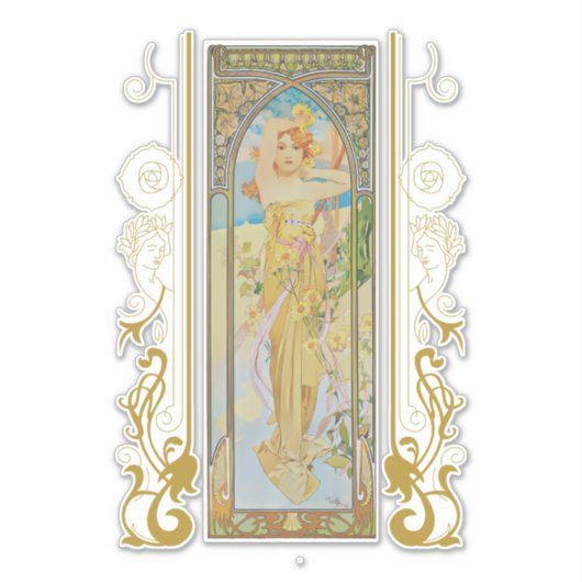 Art Nouveau Alphonse Mucha - De helderheid van de  Sticker (Voorkant)