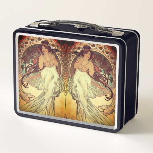 Art nouveau Alphonse Mucha elegante vrouw (Achterkant)