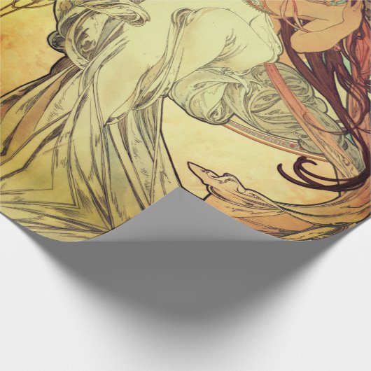 Art nouveau Alphonse Mucha elegante vrouw Cadeaupapier (Hoek)