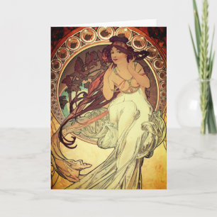 Art nouveau Alphonse Mucha elegante  vrouw Kaart