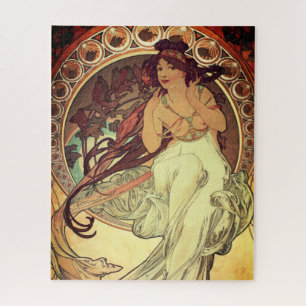 Art nouveau Alphonse Mucha elegante vrouw Legpuzzel