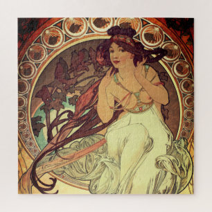 Art nouveau Alphonse Mucha elegante vrouw Legpuzzel