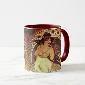 Art nouveau Alphonse Mucha elegante vrouw Mok