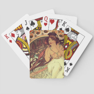 Art nouveau Alphonse Mucha elegante vrouw Pokerkaarten