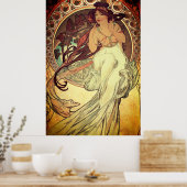 Art nouveau Alphonse Mucha elegante  vrouw Poster (Keuken)