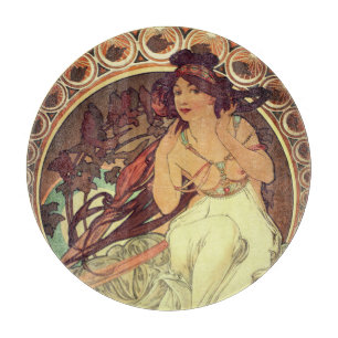 Art nouveau Alphonse Mucha elegante vrouw Snijplank