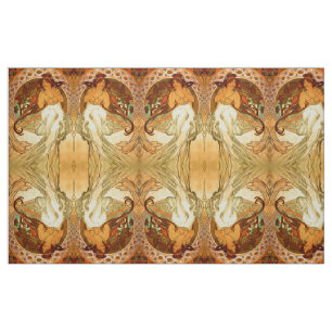 Art nouveau Alphonse Mucha elegante vrouw Stof