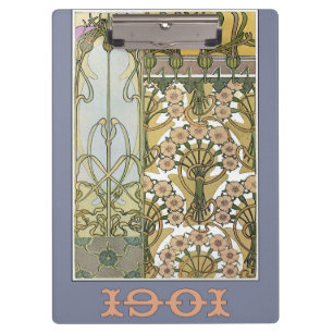 Art nouveau alphonse mucha floral art 1901 klembord