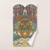 Art nouveau Alphonse mucha flower dragonfly Bad Handdoek (Handdoek)