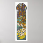 Art nouveau Alphonse mucha flower dragonfly Poster (Voorkant)