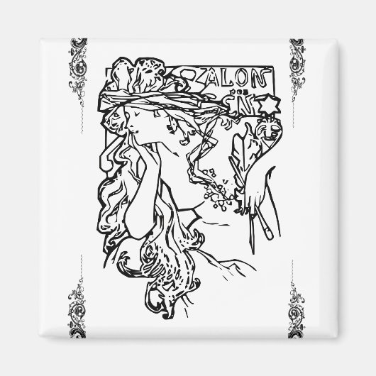 Art nouveau Alphonse Mucha magnet Magneet (Voorkant)