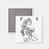 Art nouveau Alphonse Mucha magnet Magneet (Voorkant / Achterkant)