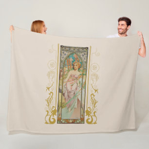 Art Nouveau Alphonse Mucha - Ochtend Ontwaken Fleece Deken
