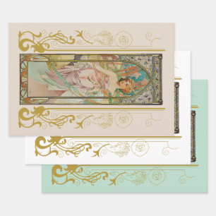 Art Nouveau Alphonse Mucha - Ochtend Ontwaken Inpakpapier Vel