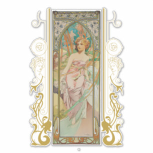 Art Nouveau Alphonse Mucha - Ochtend Ontwaken Sticker