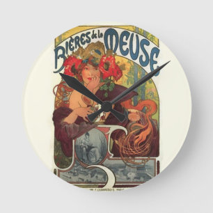  Art Nouveau Alphonse Mucha Ronde Klok