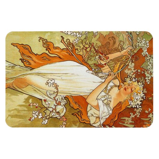 Art Nouveau Alphonse Mucha Spring Magnet (Horizontal)