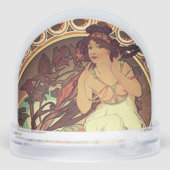 Art nouveau Alphonse Mucha vrouw muziek muze Sneeuwbol (Achterkant)