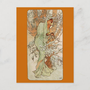 Art Nouveau - Alphonse Mucha - Winter Briefkaart