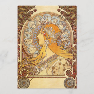 Art Nouveau Alphonse Mucha Zodiac Invitations Kaart