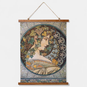 Art Nouveau Alphonse Mucha's Natuur Godin Hangend Wandkleed