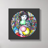 Art Nouveau Angel On Stained Glass Canvas Afdruk (Voorkant)