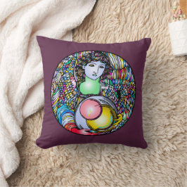 Art Nouveau Angel On Stained Glass Kussen