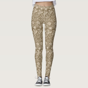 Art Nouveau Anjer Damast, Taupe en Crème Leggings