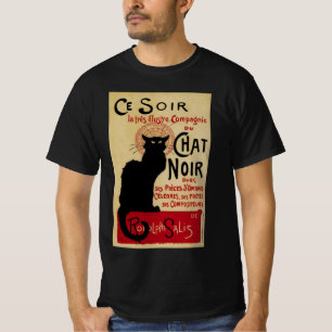 Art Nouveau-antiek, Ce Soir Chat Noir Zwarte Kat T-shirt