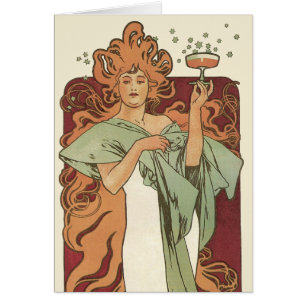 Art Nouveau antiek, Champagne door Alphonse Mucha