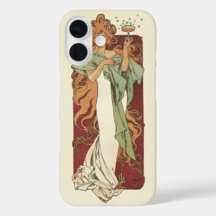 Art Nouveau antiek, Champagne door Alphonse Mucha iPhone 16 Hoesje